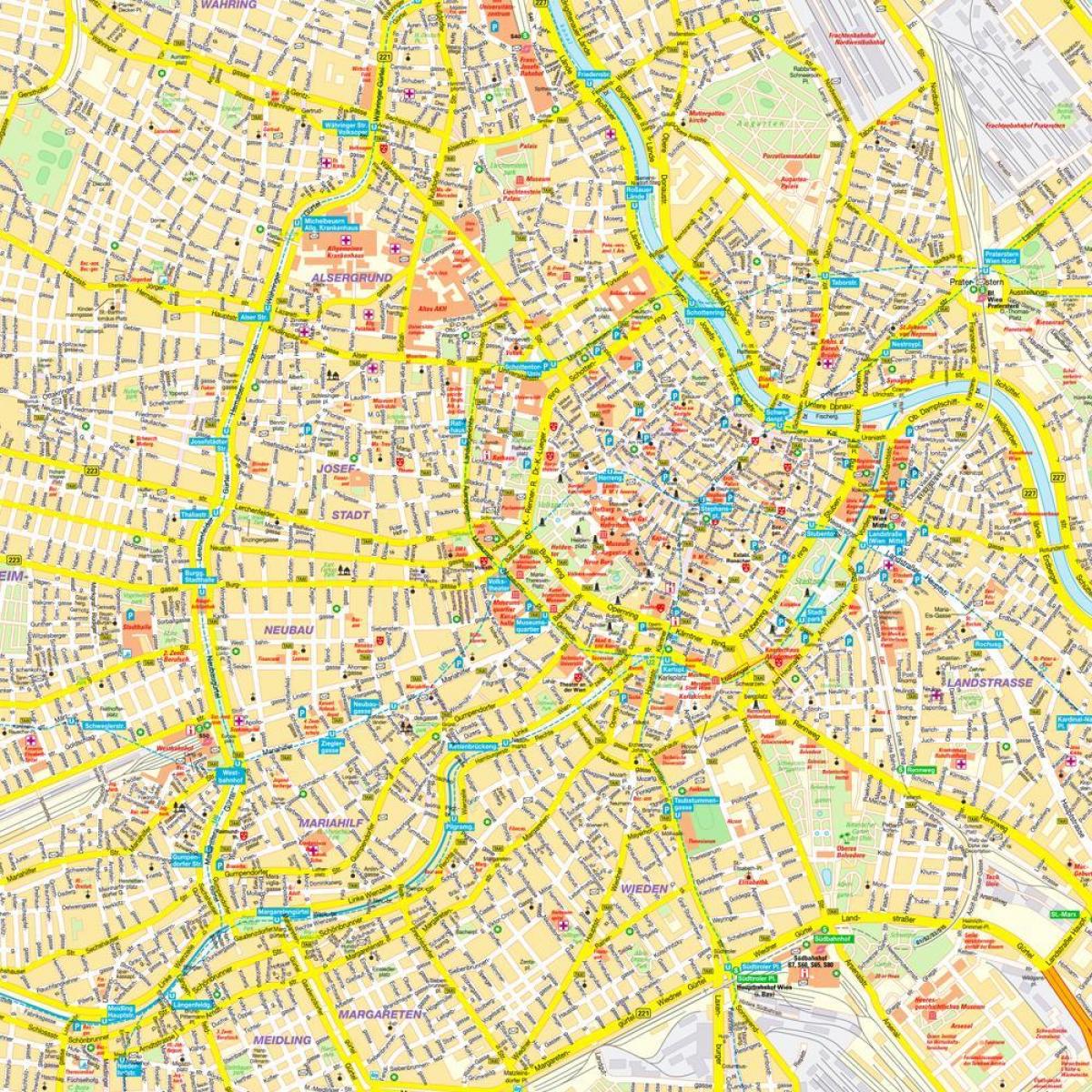 Viena interior mapa de la ciutat