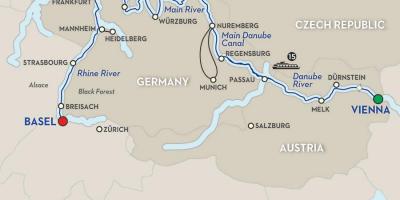Mapa del riu danubi, a Viena 