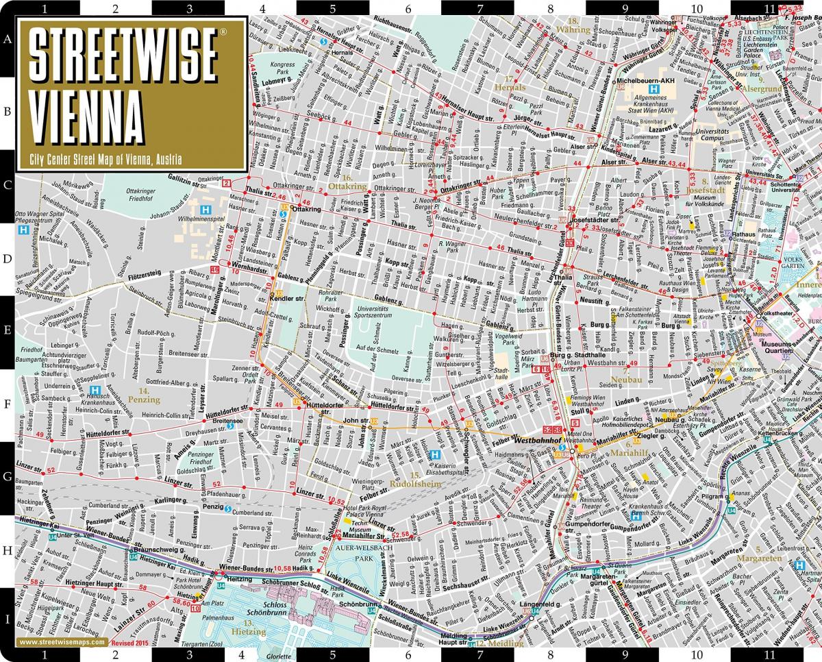 carrer de ciutat mapa de Viena, Àustria