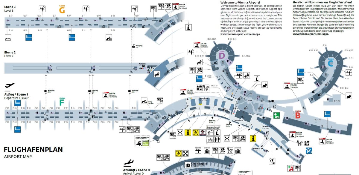 Viena, Àustria mapa de l'aeroport