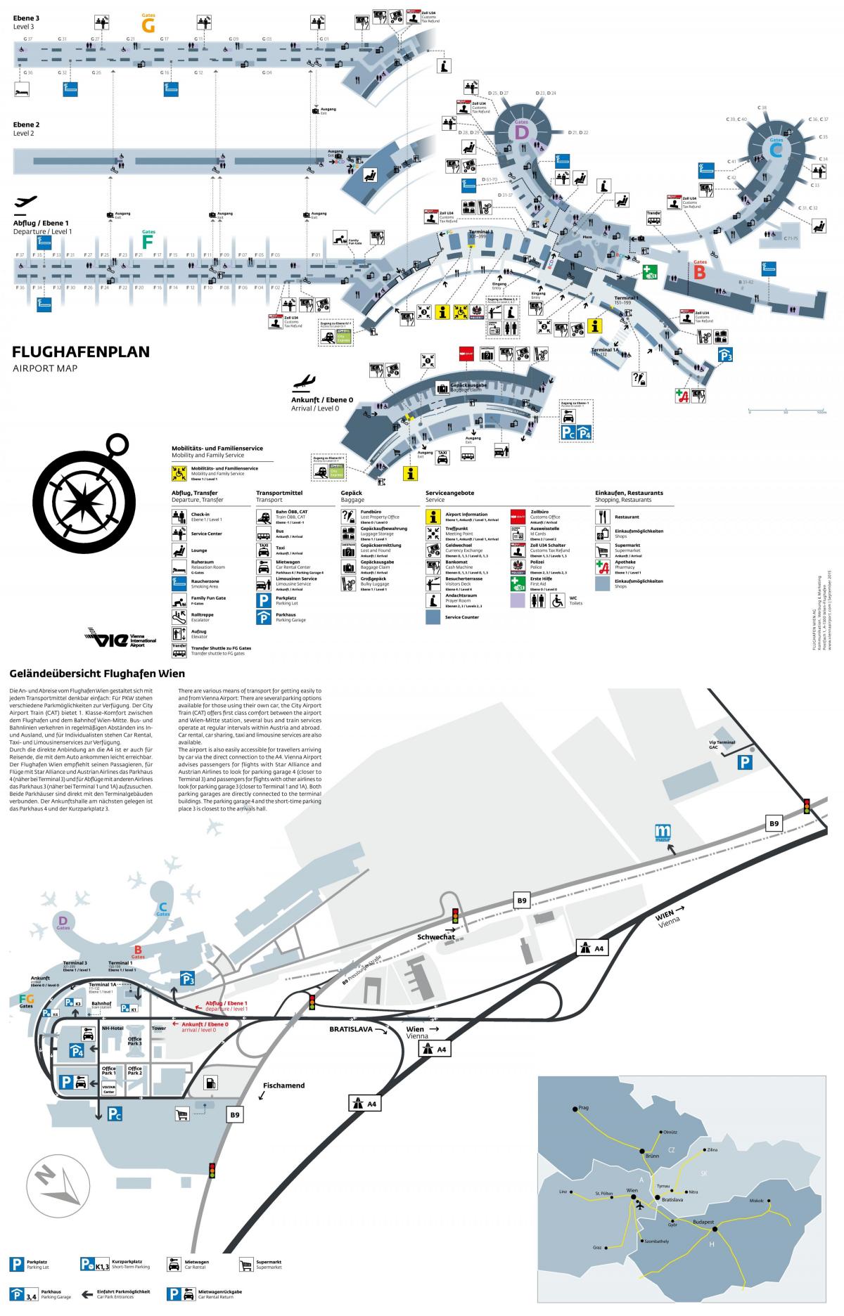 Vienna airport sortides mapa