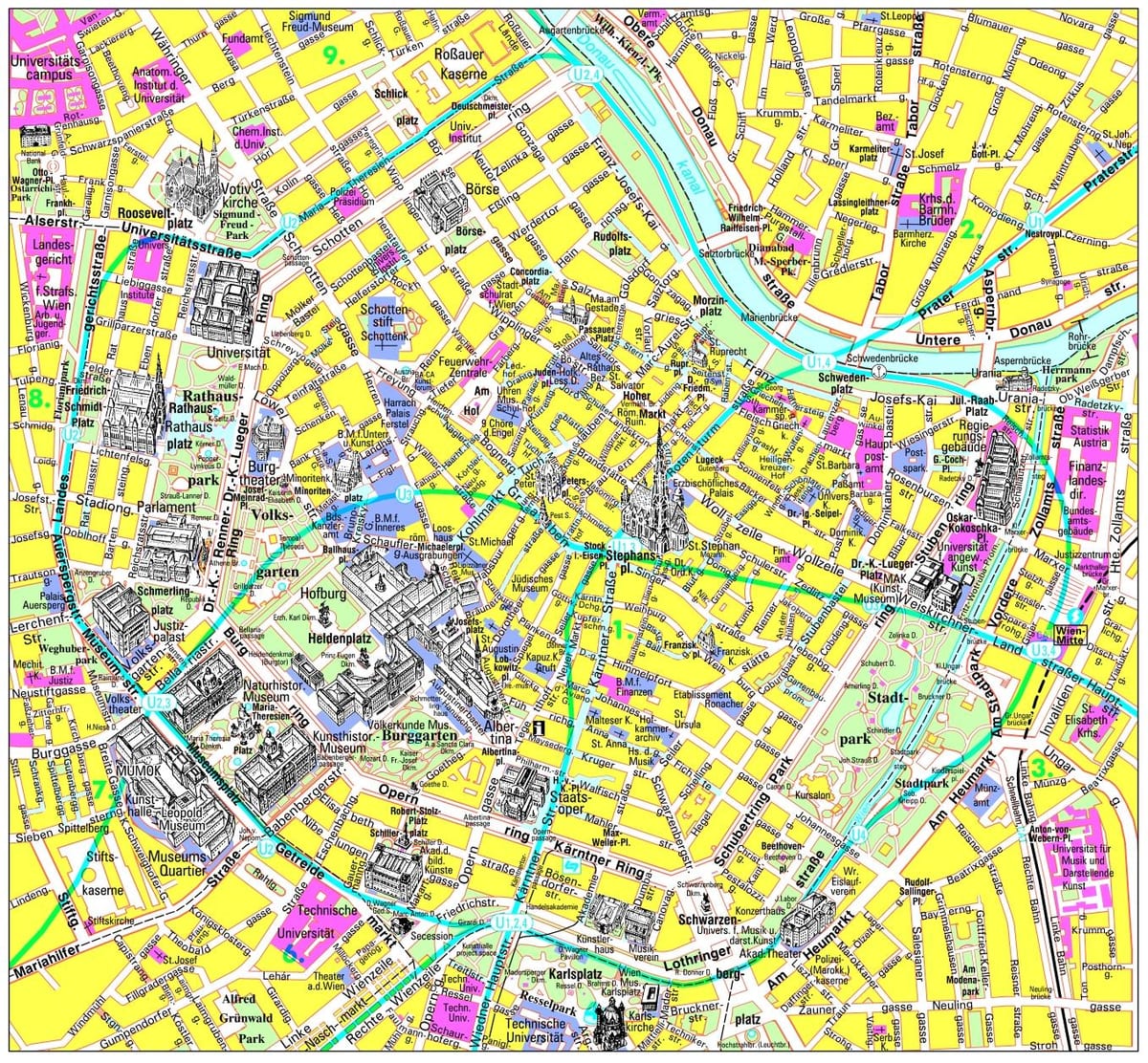 Viena llocs per visitar mapa