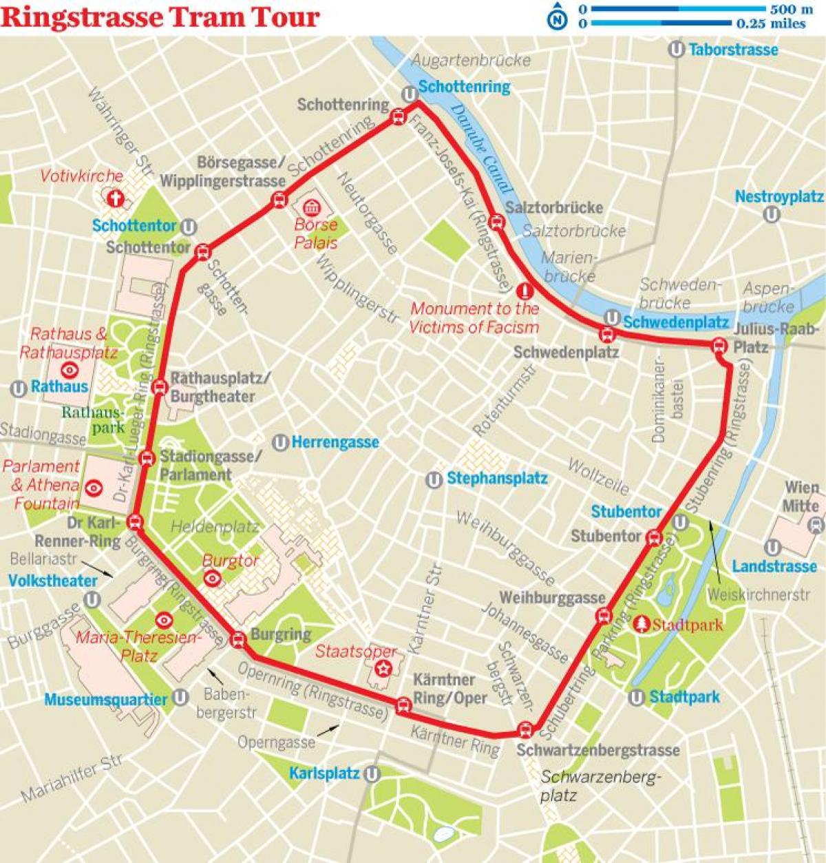 Viena anell tramvia mapa de rutes