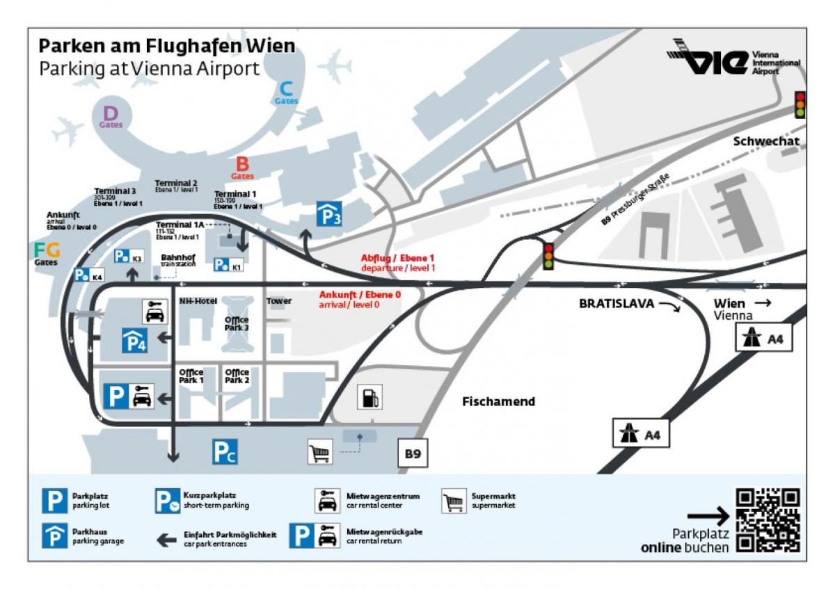 Mapa de l'aparcament de l'aeroport de Viena