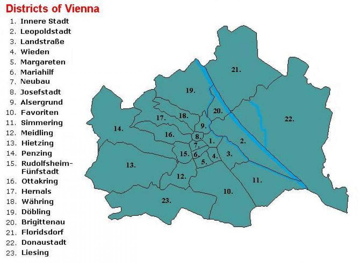Wien districtes mapa