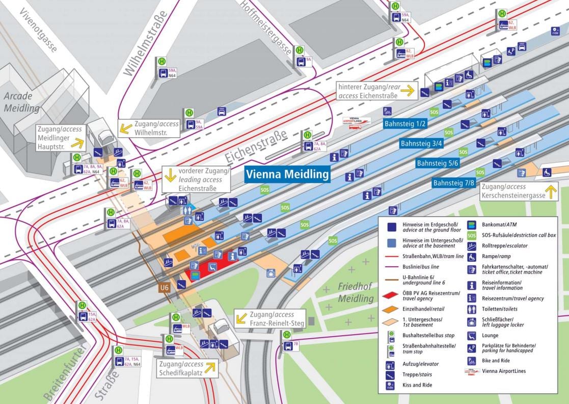 les estacions de tren de a Viena Àustria mapa