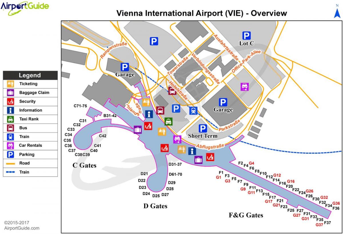 Mapa de Viena i l'aeroport de destinació