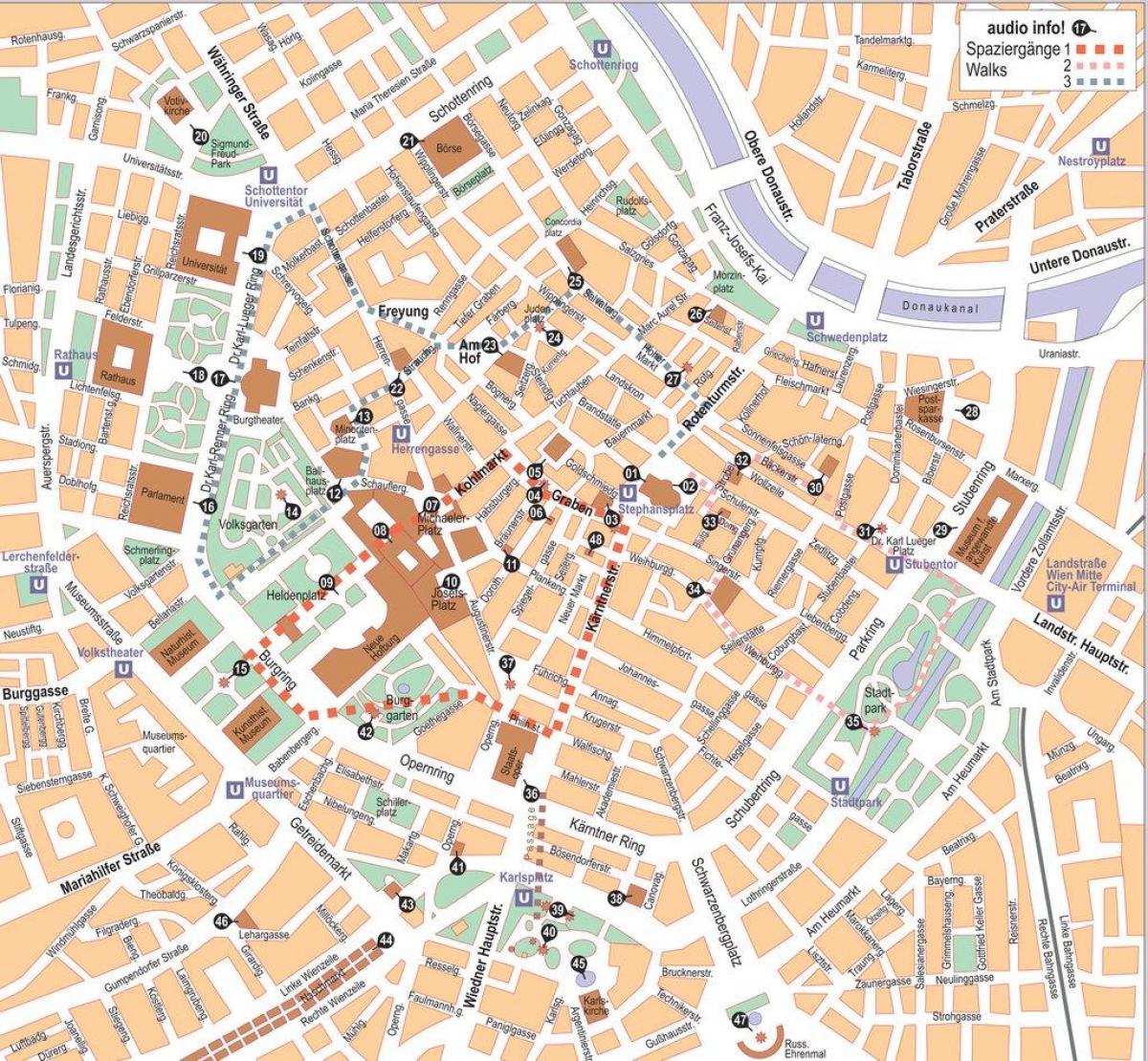 Viena, Àustria centre de la ciutat mapa