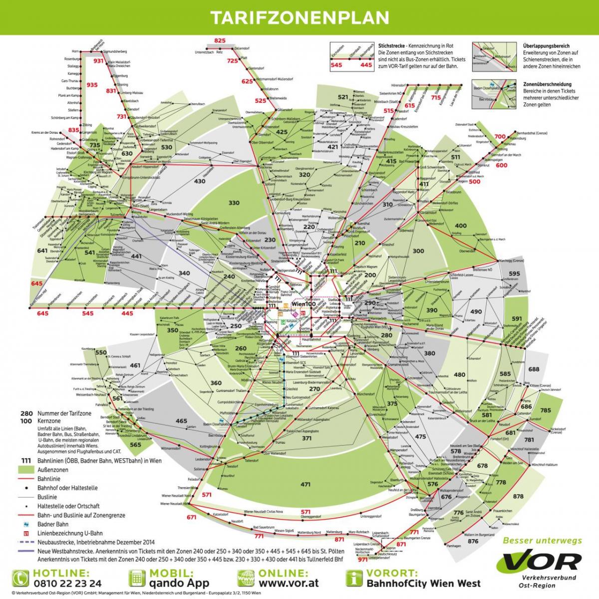 Mapa de Viena en metro zona 100