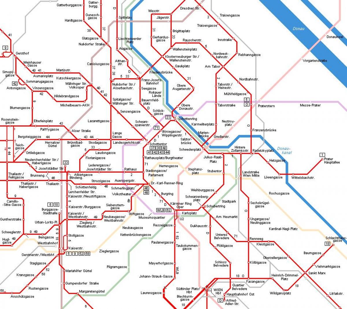 Viena, Àustria tramvia mapa