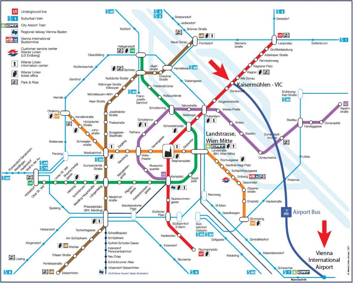Mapa de Wien mitte l'estació